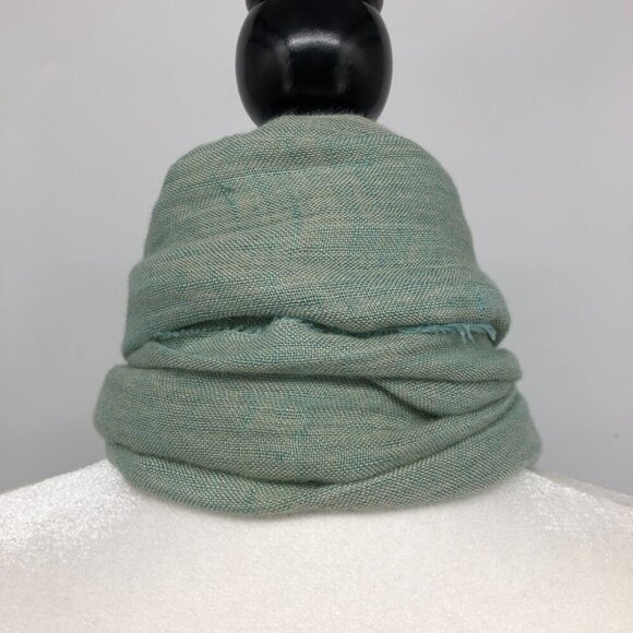 AJ Armani Jeans Unisex Sage Green & Cream Color Block Scarf with Tassels - Picture 5 of 13